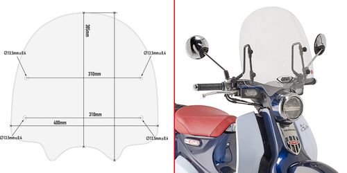 Givi Specific screen, transparent 38,5 x 40 cm (H x W) Honda Super Cub C125 (18)