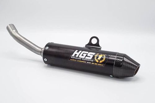 HGS Äänenvaimennin Musta hiilikuitupäädyllä 2T Racing KTM125 23- HVA TC125 23-